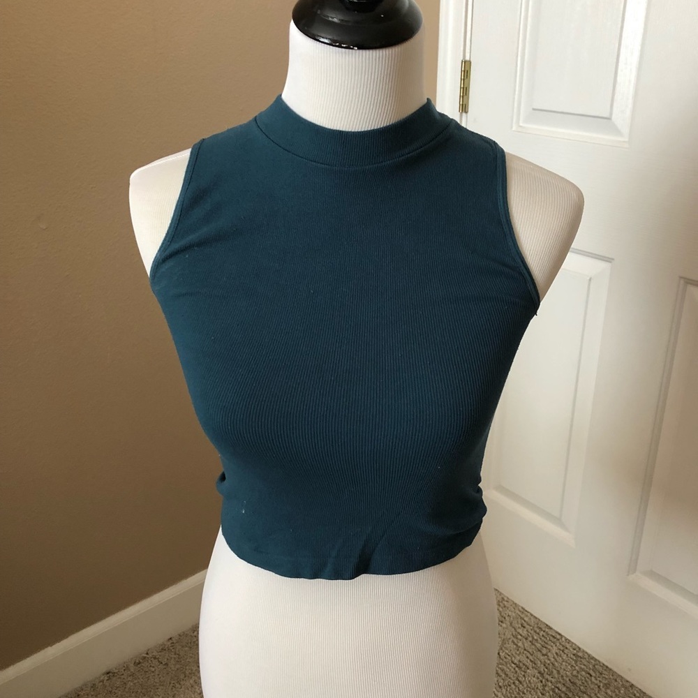 Teal stretchy crop top